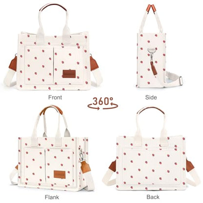 LHMTQVK Canvas Tote Bag for Women, Work & Bible Study Handbag - color: Cute Strawberry