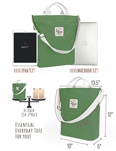 Lily queen Women Canvas Tote Handbags Casual Shoulder Work Bag Crossbody - color: Green