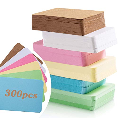 Primbeeks 300pcs Premium Business Cards (6 Colors Kraft, Blank, Small 3.5" x 2.2", Plain) - color: Multicolor, size: 300