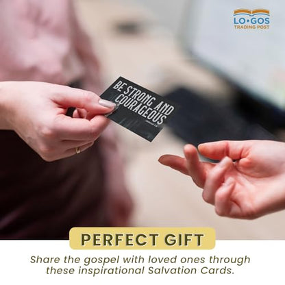 Pass It On Scripture Cards, Iron, Strong and Courageous, Joshua 1:9, Pack of 25 — Inspirational Bible Verse Wallet Cards, Devotional, Bible Study - Small Christian Greetings for Encouragement - color: Strong and Courageous