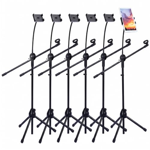 Sherr 2 Pcs Adjustable Microphone Mic Stands Bulk, Mic with Tablet Holder - style: Mic with Tablet Holder