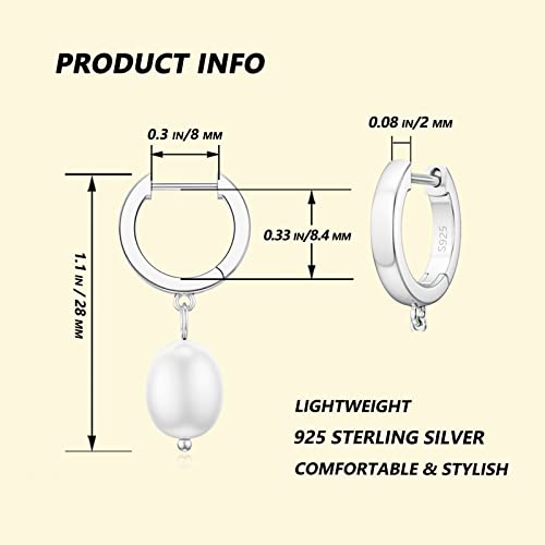 SEVENWELL Huggie Hoop Earrings for Women, Dangle Dangle Hoops - color: 10 Silver Pearl