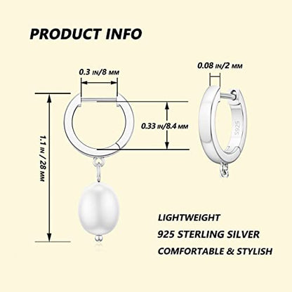 SEVENWELL Huggie Hoop Earrings for Women, Dangle Dangle Hoops - color: 10 Silver Pearl
