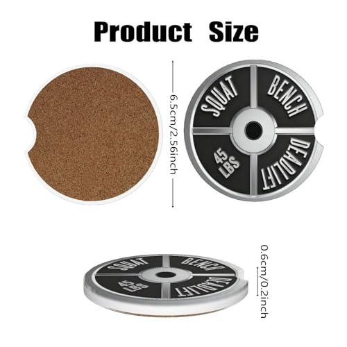 Ceramic Car Cup Coasters 2PCS - Barbell - color: Barbell