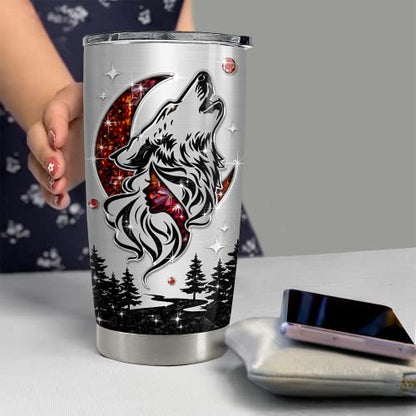 SANDJEST Personalized Wolf Tumbler with Customize Name Jewelry Drawing 20oz 30oz Tumbler with Lid Gift for Woman Man Friend Wolf Lovers - color: Wolf