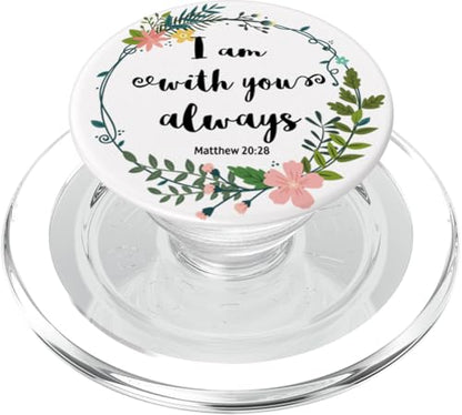 Christian Bible Verse Pop Socket - Matthew God Quotes PopSockets PopGrip: Swappable Grip for Phones & Tablets PopSockets PopGrip for MagSafe - style: Magnetic PopGrip
