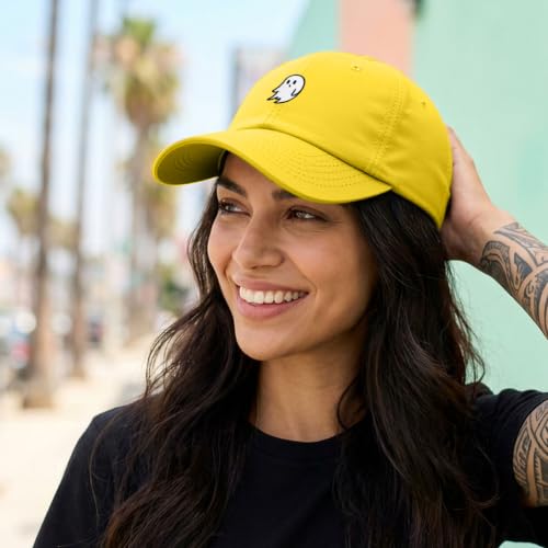 DALIX Ghost Embroidered Mens Womens Cotton Dad Hat Baseball Cap Adjustable - color: Gold