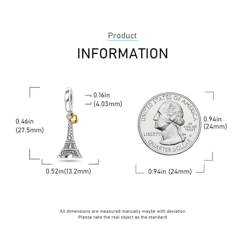 Sport Religious Charm 925 Sterling Silver Pendant,Jewelry Beads Gifts for Women Bracelet&Necklace - color: Eiffel Tower Heart Dangle