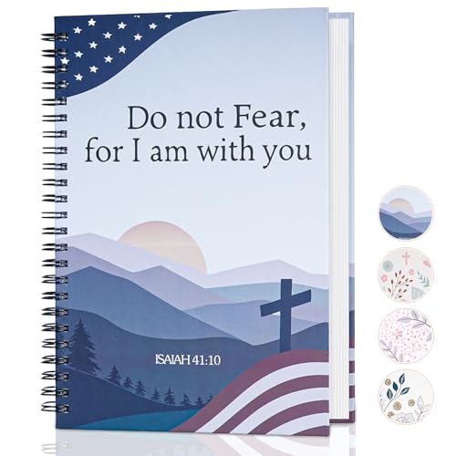 Christian Journals for Women - Spiral Bible Notebook for Her| Prayer & Bible Journaling for Women, Cute Floral Writing Church Notes Notebook & Inspirational Religious Gift for Christians, ISAIAH 41:10 - color: 4-Christian-Notebook