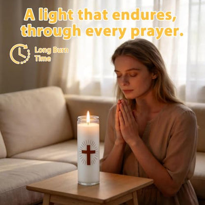 2 Pack White Prayer Candles, Devotional Prayer Candle in Glass Jars - size: 2