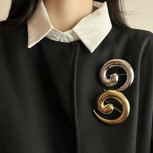 Spiral Brooch for Women Gold Greek Goddess Brooch Pin Silver Spiral Statement Brooches Minimalist Brooches Pins Fashion Statement Jewelry Accessories - color: gold silver long set