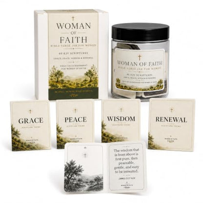 Bible Verse Jar for Women, 60 KJV Scripture Cards, Christian Gift - color: Woman of faith