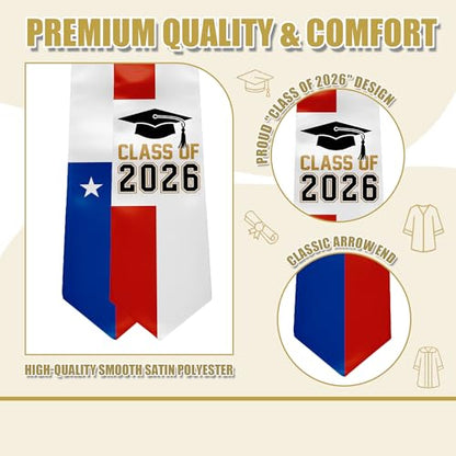 National Flag Graduation Stole Sash - 72" Long Unisex Honors Stole for Students - color: Chile