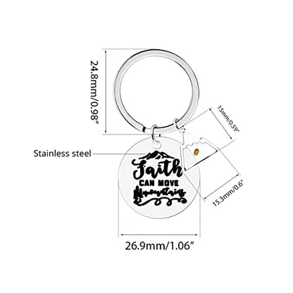 Uloveido Stainless Steel Faith Cross Keychain & Jesus Loves Me Christian Keyring Mustard Seed Charms Religious Jewelry - style: Faith Can Move-triangle