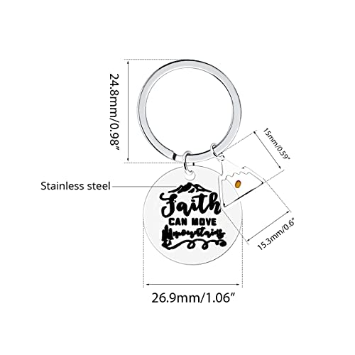 Uloveido Stainless Steel Faith Cross Keychain & Jesus Loves Me Christian Keyring Mustard Seed Charms Religious Jewelry - style: Faith Can Move-triangle