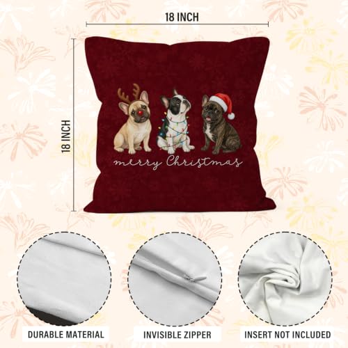 Christmas French Bulldog Throw Pillow Covers 18x18 Home Decor - color: French Bulldog