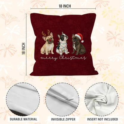 Christmas French Bulldog Throw Pillow Covers 18x18 Home Decor - color: French Bulldog