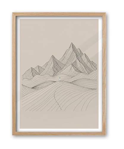 iHery 12x16in Jesus in the Wilderness Framed Christian Wall Art - color: Beige Framed Wilderness, size: 16"L x 12"W