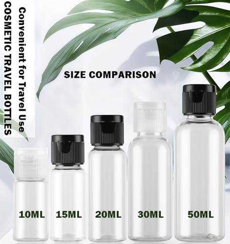 30Pack 0.7 oz Plastic Empty Travel Bottle with Flip Cap Sample Cosmetic Containers Jar for Lotions Shampoos and Massage Oils(Clear)