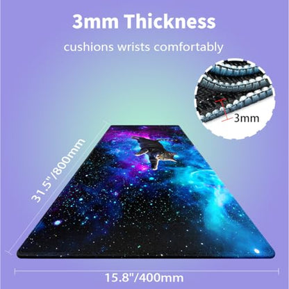 Funny Space Tabby Cat Large Mouse Pad, Purple Blue Galaxy Nebula Desk Mat - color: Galaxy Kitty