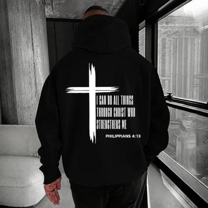 Christian Hoodies for Men God Jesus Cross Faith Religious Christ Hoodie - color: Black, size: Medium