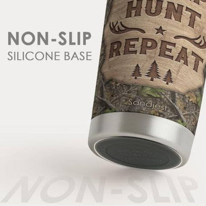 SANDJEST Hunting Tumbler 20oz, Stainless Steel Travel Cup with Lid, Eat Sleap Hunt Repeat Insulated Coffee Mug, Hunting Gifts for Men Friends Dad Grandfather on Birthday Christmas - color: Hunting