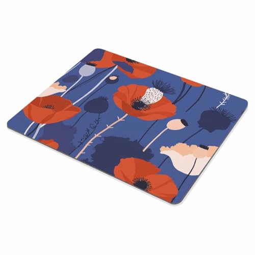 SSOIU Custom Mouse pad Poppy Flowers Mousepad Office Decor for Women Desk Accessories Cute Red Floral Blue Mousepad Present Present for Her Him 9.5 X 7.9 Inch (240mmX200mmX3mm) - color: SS18