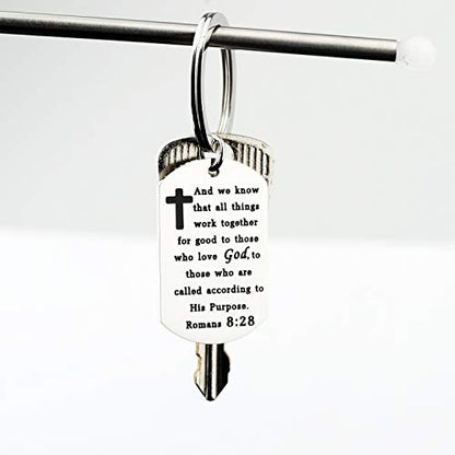 Gzrlyf Romans 8:28 Keychain Christian Gifts and We Know that All Things Work together for Good for Those who Love God