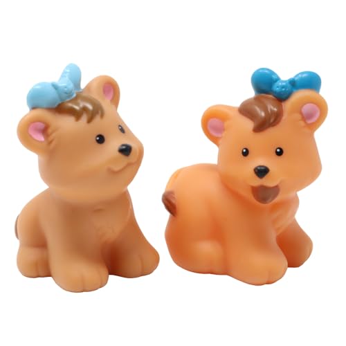Little People Replacement Parts for Fisher-Price Noah's Ark, Zoo or Safari Playset H9182 - Replacement Pair of Lion Cubs with Blue Butterflies on Their Heads