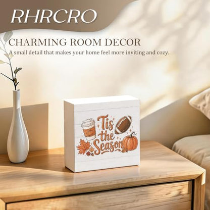Tis the Season Fall Autumn Decor Wooden Box Sign - color: Fall-19
