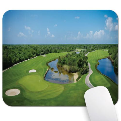 Aerial Tropical Golf Course Landscape Mouse Pad, Country Club View Desk Mat - color: Custom Designs Art 045