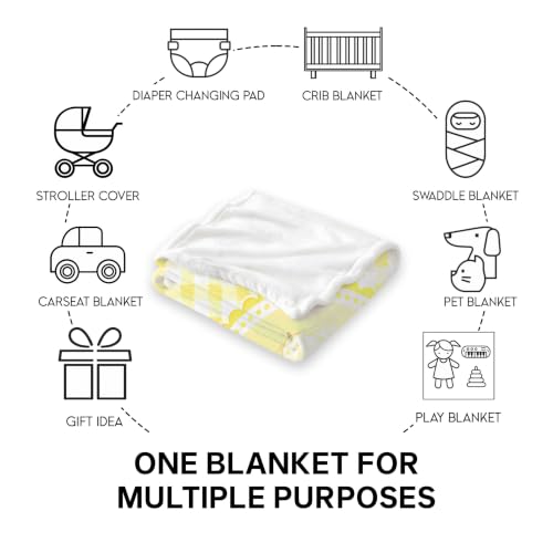 Personalized Goose Baby Blanket, Yellow Gingham Throw Gift - color: #Ver8