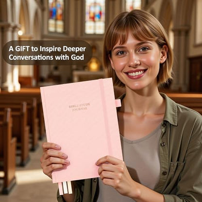 Bible Study Journal & Notebook for Women and Men, 5.8" x 8.3" - color: Light Pink, size: A5 ( 5.8" x 8.3" )
