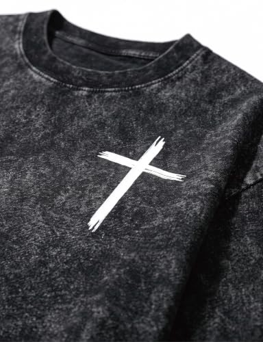 Christian Jesus Shirts for Women Men Faith Religious Oversized Graphic Tees Acid Washed Cotton Cross Bible Verse T-Shirt - size: Small