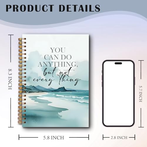 Seaside Inspirational Spiral Notebooks, Motivational Quote Journal, Positive Journals for Writing, You Can Do Anything But Not Everything Notebook for Note Taking, 5.5x8.3 Inch - color: white Bible Notebook-7