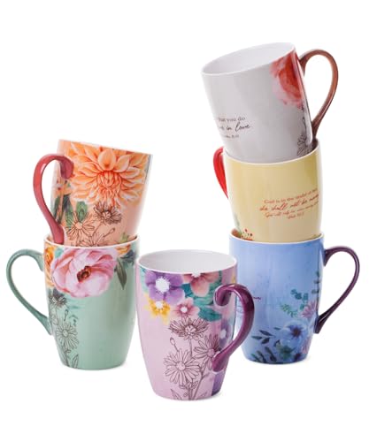 BTaT- Christian Coffee Cups, Set of 6, 12 oz, Bible Verse Mugs, Christian Mugs, Scripture Coffee Cups - size: 6 Count (Pack of 1)