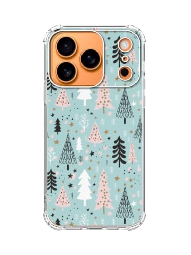Blue Christmas Tree Pattern Phone Case for iPhone 17 Pro, Winter Christmas Holiday Phone Cover, Soft Trendy TPU Bumper Cover Case - color: Christmas Tree