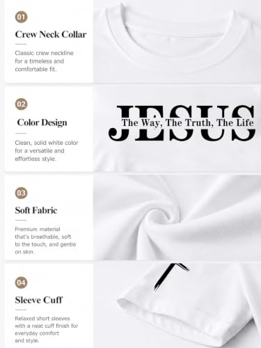 Christian Shirts for Men Jesus Faith Cross Tshirt Bible Verse Tee Tops - color: White-a, size: Medium