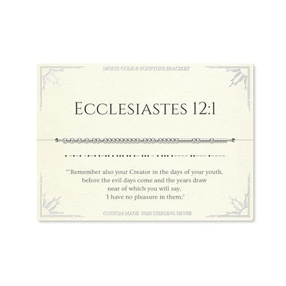Loved Creations Morse Code Bracelets for Women, Christian Bible Verse Bracelets, Scripture S925 Sterling Silver Inspirational Faith Jewelry, Religious Gifts for Women - color: Ecclesiastes 12:1