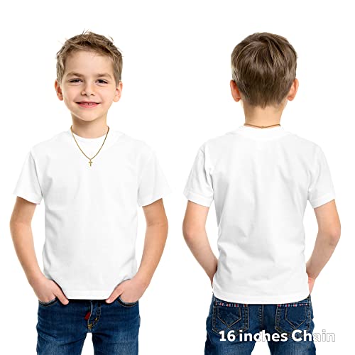 REVEMCN Christian Black Gold Silver Cross Necklace for Boys & Men, 16-22" - color: Gold - 0.8'' × 0.5'' beveled cross pendant, size: 18 inches