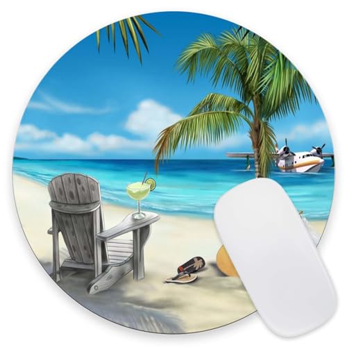 Round Mouse Pad Beaches, Personalized Premium-Textured Custom Mouse Mat Design, Washable Mousepad Non-Slip Rubber Base Computer Mouse Pads for Wireless Mouse 7.9×7.9×0.12 inches - color: Beaches