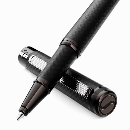 Scriveiner All Black Rollerball Pen - Stunning Luxury All Metal Matt Black Pen, Schmidt Ink Refill, Best Roller Ball Gift Set for Men & Women, Professional, Executive Office, Nice Pens - color: 9. All Black