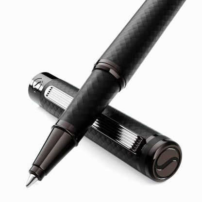 Scriveiner All Black Rollerball Pen - Stunning Luxury All Metal Matt Black Pen, Schmidt Ink Refill, Best Roller Ball Gift Set for Men & Women, Professional, Executive Office, Nice Pens - color: 9. All Black