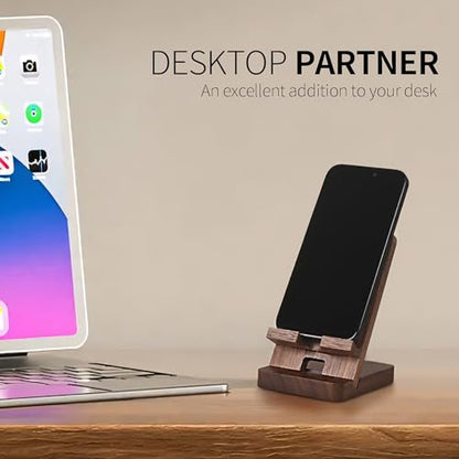 Cell Phone Stands of 3D MAGIC, Desktop Stand, Luxury Nature Wood Magnetic Phone Stand for Desk, Compatible with iPhone & All Cell Phones, Ultra-Stable, Portable & Non-Slip Design, Walnut Wood - color: Walnut Pro