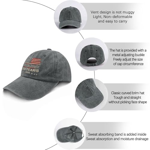 250th Anniversary 250 Years Freedoms Baseball Hat Running Embroidered Cap for - color: Pigment Gray