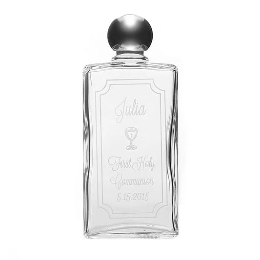 Personalized First Communion Holy Water Bottle - Laser Engraved Name & Date - color: Communion Silver