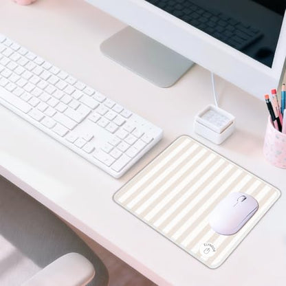 Mouse Pad for Desk with Stitched Edge, Premium Cute Washable Mouse Pads. Computer Mousepad with Non-Slip Rubber Base, Mousepads for Laptop, 9.25x7.75x0.12 inch (Cream Stripes) - color: Cream Stripes