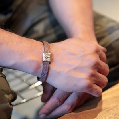 Equitable Brown/Black Leather Bracelet with Pewter Cross Bead Faith Jewelry - color: Brown Leather