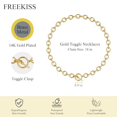 Freekiss 3-Piece Layered Toggle Necklace for Women - color: Toggle Style1 Gold