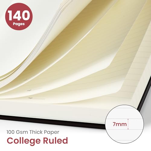 Taja Lined Spiral Journal for Women, A5 Cute Hardcover Notebook for Work - color: E-Peony Bloom